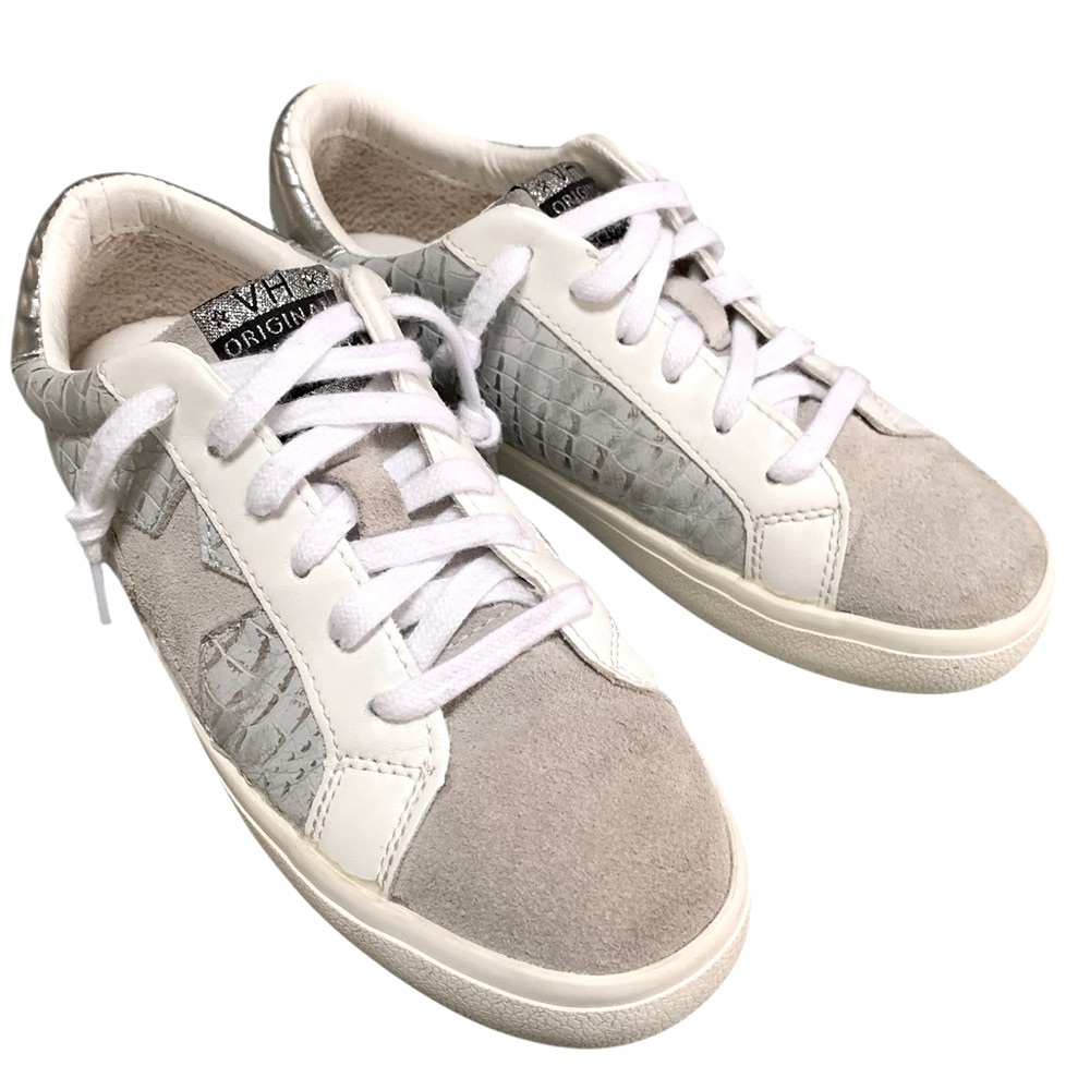 VINTAGE HAVANA Edge Croc Embossed Leather Sneakers